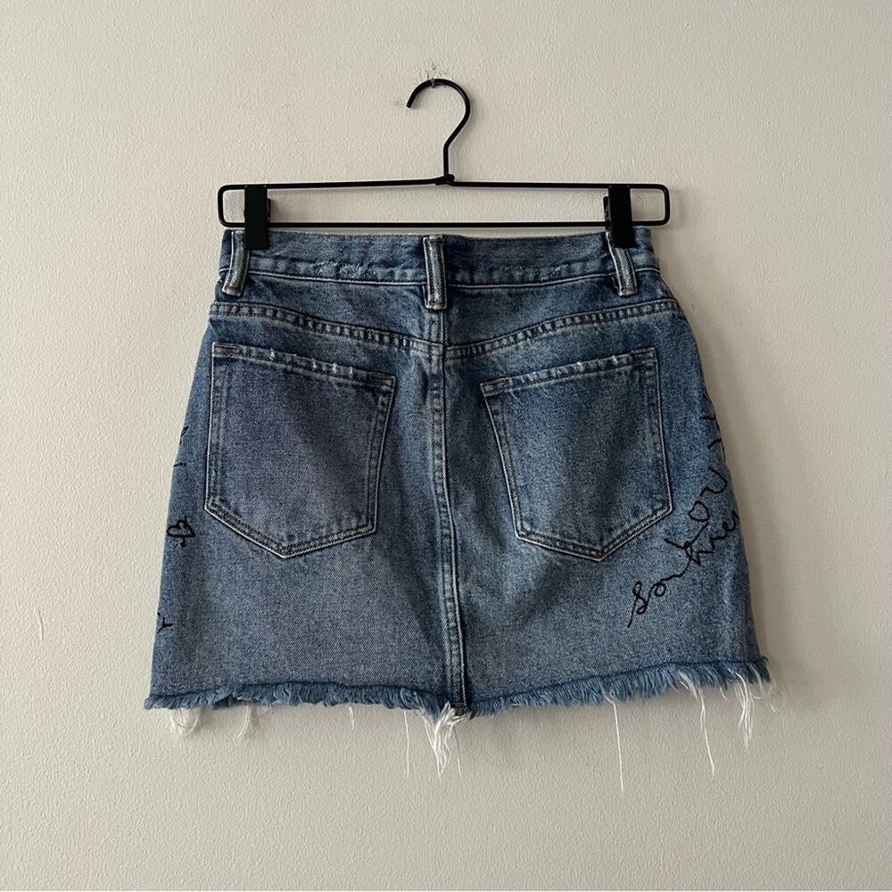 AllSaints Graff Embroidered Denim Mini Skirt - Picture 6 of 8